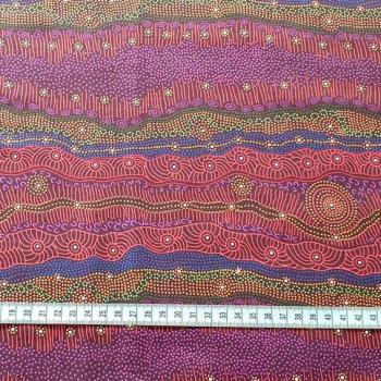 Preview: RED GATHERING BY THE CREEK Aborigines Stoff aus Australien